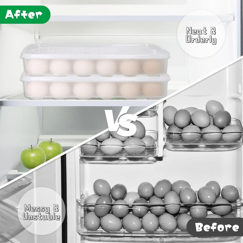 OJYUDD Deviled Egg Containers with Lid, (Set of 2),Stackable Plastic Egg Holder for 48 Eggs,Clear Egg Storage Holder for Fridge,Keep Fresh,Easter,Thanksgiving Party Kitchen Supplies - Image 4